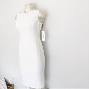 Solid White Calvin Klein Scuba Sheath Dress